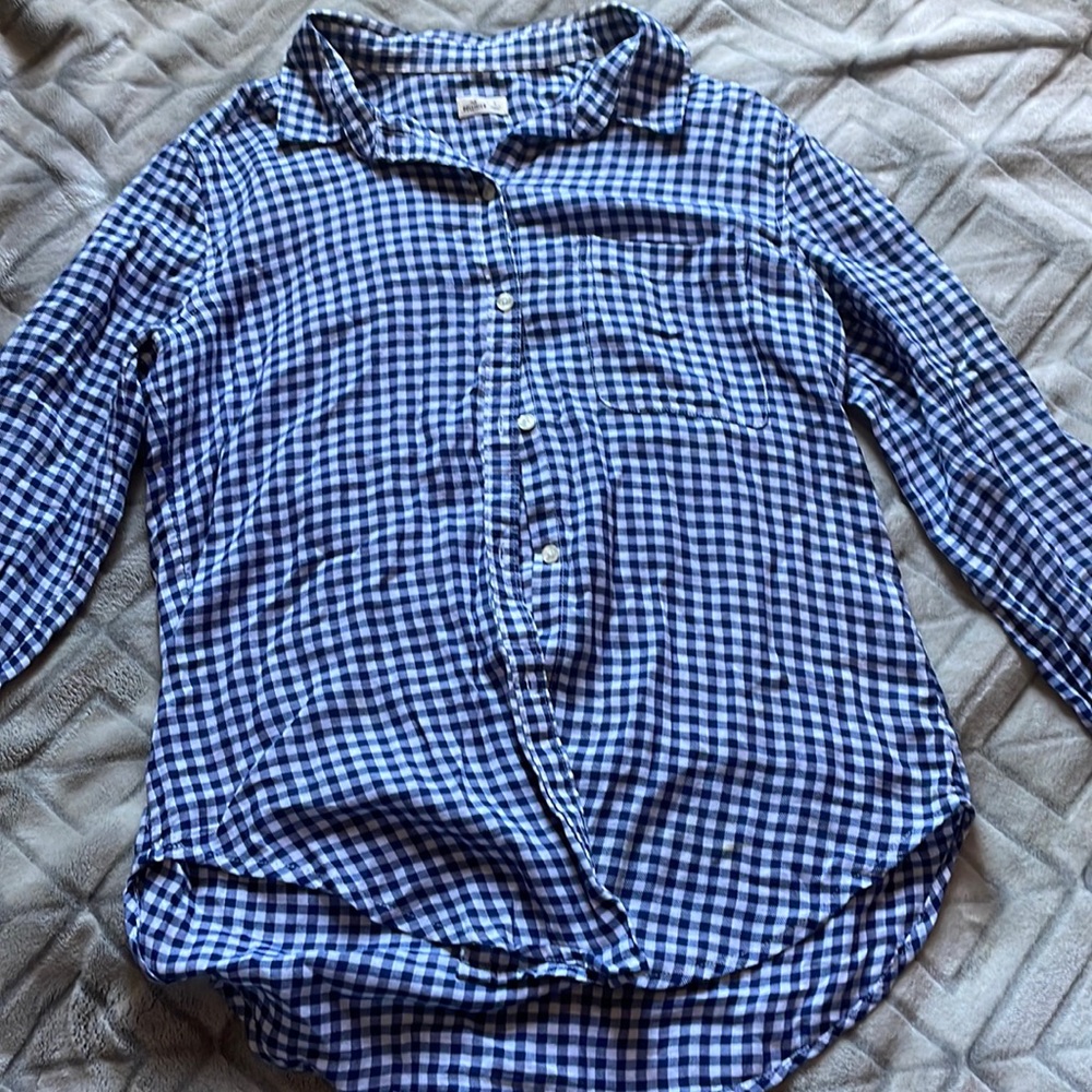 HOLLISTER blue checkered flannel